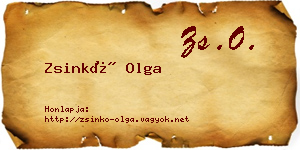 Zsinkó Olga névjegykártya